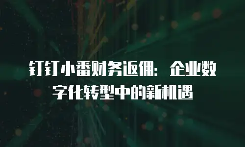钉钉小番财务返佣：企业数字化转型中的新机遇