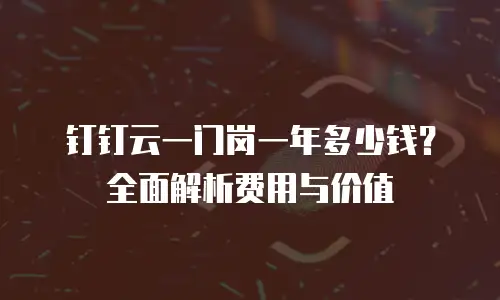 钉钉云一门岗一年多少钱？全面解析费用与价值