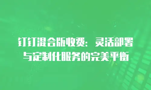 钉钉混合版收费：灵活部署与定制化服务的完美平衡