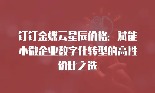 钉钉金蝶云星辰价格：赋能小微企业数字化转型的高性价比之选