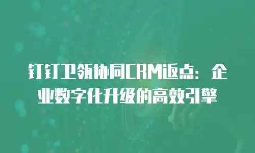 钉钉卫瓴协同CRM返点：企业数字化升级的高效引擎