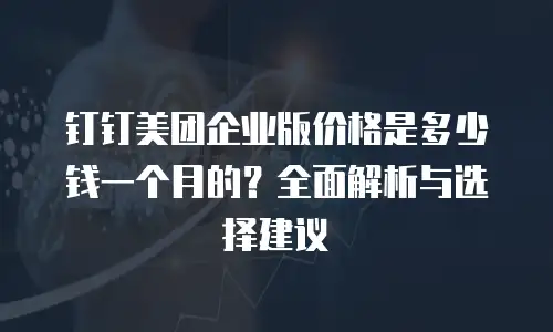 钉钉美团企业版价格是多少钱一个月的？全面解析与选择建议