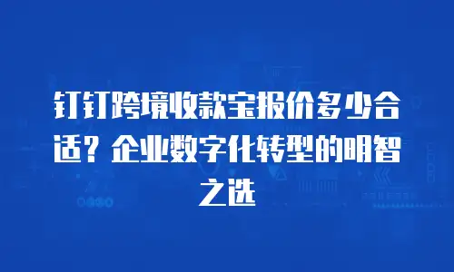 钉钉跨境收款宝报价多少合适？企业数字化转型的明智之选
