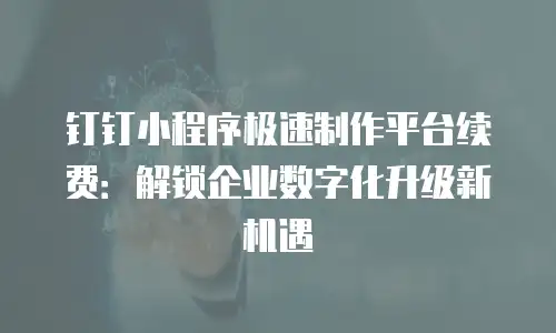 钉钉小程序极速制作平台续费：解锁企业数字化升级新机遇