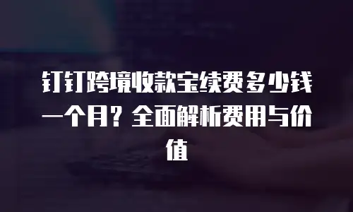 钉钉跨境收款宝续费多少钱一个月？全面解析费用与价值