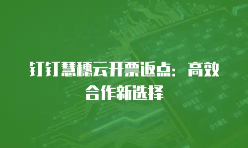 钉钉慧穗云开票返点：高效合作新选择