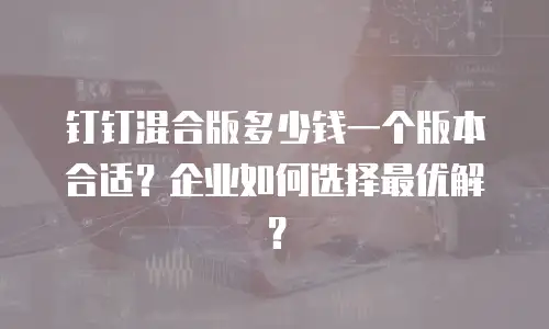 钉钉混合版多少钱一个版本合适？企业如何选择最优解？