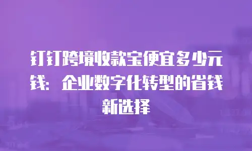 钉钉跨境收款宝便宜多少元钱：企业数字化转型的省钱新选择