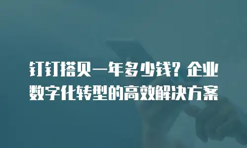 钉钉搭贝一年多少钱？企业数字化转型的高效解决方案