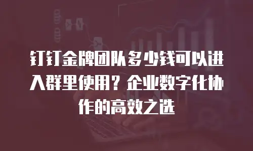 钉钉金牌团队多少钱可以进入群里使用？企业数字化协作的高效之选