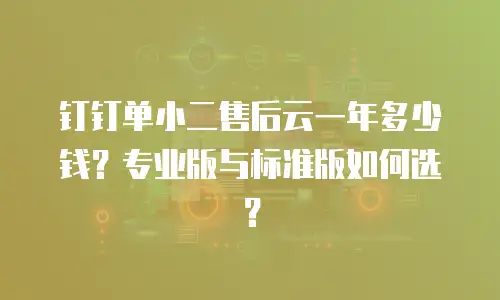 钉钉单小二售后云一年多少钱？专业版与标准版如何选？