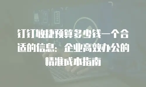 钉钉敏捷预算多少钱一个合适的信息：企业高效办公的精准成本指南