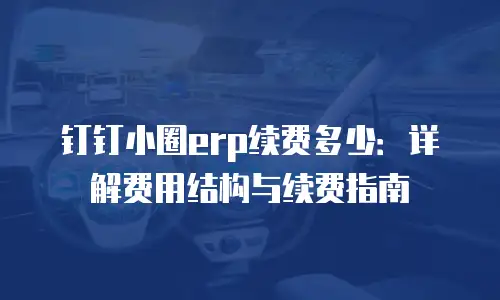钉钉小圈erp续费多少：详解费用结构与续费指南