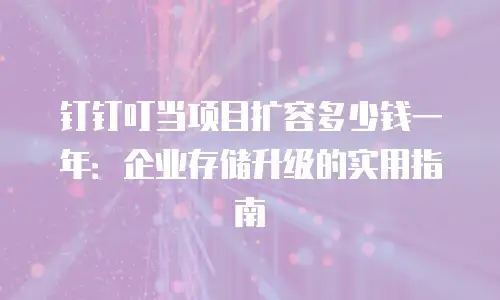 钉钉叮当项目扩容多少钱一年：企业存储升级的实用指南