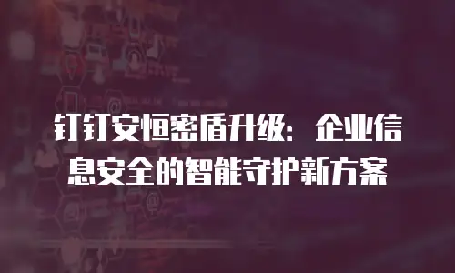 钉钉安恒密盾升级：企业信息安全的智能守护新方案