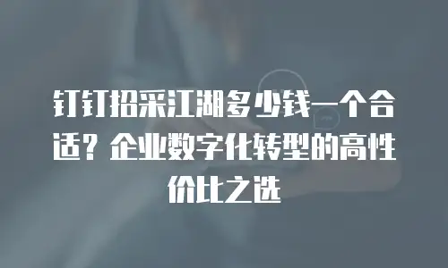 钉钉招采江湖多少钱一个合适？企业数字化转型的高性价比之选