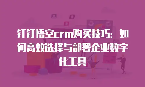 钉钉悟空crm购买技巧：如何高效选择与部署企业数字化工具