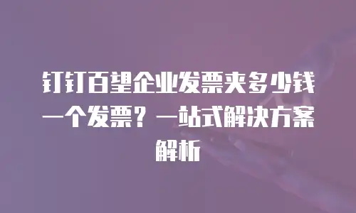钉钉百望企业发票夹多少钱一个发票？一站式解决方案解析