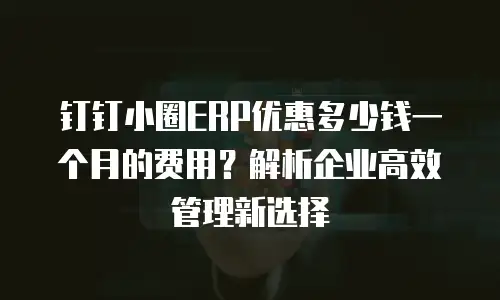 钉钉小圈ERP优惠多少钱一个月的费用？解析企业高效管理新选择