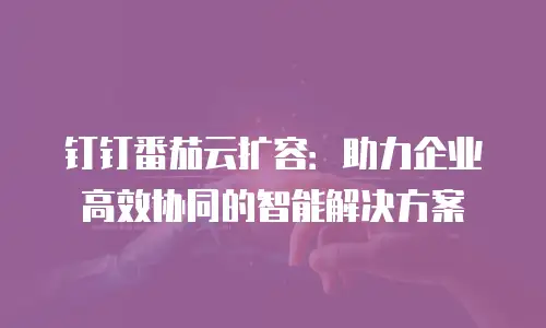 钉钉番茄云扩容：助力企业高效协同的智能解决方案