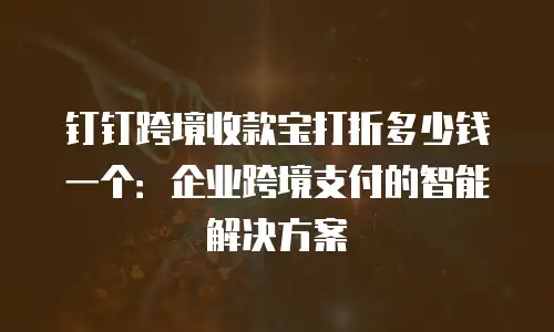 钉钉跨境收款宝打折多少钱一个：企业跨境支付的智能解决方案