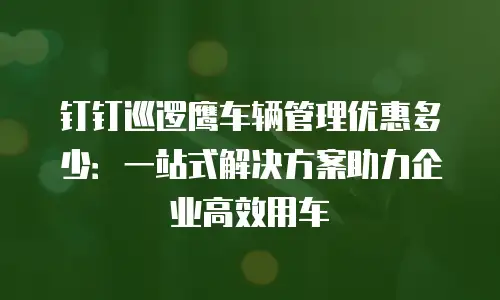 钉钉巡逻鹰车辆管理优惠多少：一站式解决方案助力企业高效用车