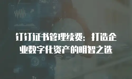 钉钉证书管理续费：打造企业数字化资产的明智之选