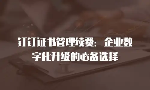 钉钉证书管理续费：企业数字化升级的必备选择