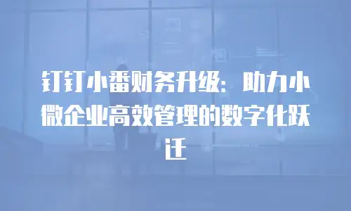 钉钉小番财务升级：助力小微企业高效管理的数字化跃迁