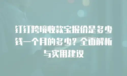 钉钉跨境收款宝报价是多少钱一个月的多少？全面解析与实用建议