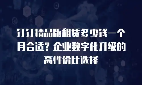 钉钉精品版租赁多少钱一个月合适？企业数字化升级的高性价比选择