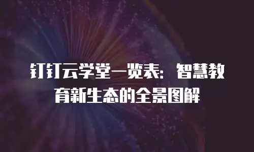 钉钉云学堂一览表：智慧教育新生态的全景图解