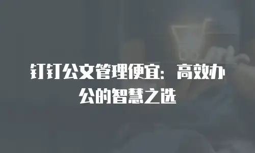 钉钉公文管理便宜：高效办公的智慧之选