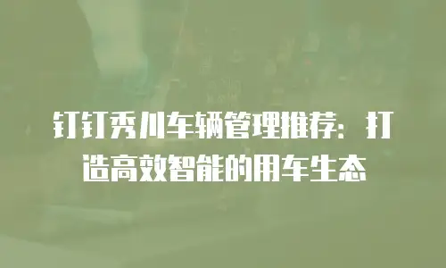 钉钉秀川车辆管理推荐：打造高效智能的用车生态