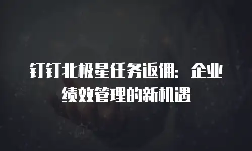 钉钉北极星任务返佣：企业绩效管理的新机遇