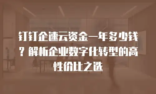 钉钉企速云资金一年多少钱？解析企业数字化转型的高性价比之选