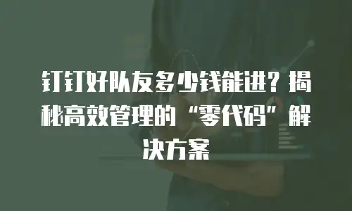 钉钉好队友多少钱能进？揭秘高效管理的&ldquo;零代码&rdquo;解决方案