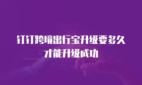 钉钉跨境出行宝升级要多久才能升级成功