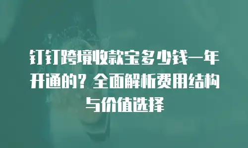 钉钉跨境收款宝多少钱一年开通的？全面解析费用结构与价值选择