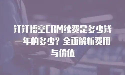钉钉悟空CRM续费是多少钱一年的多少？全面解析费用与价值