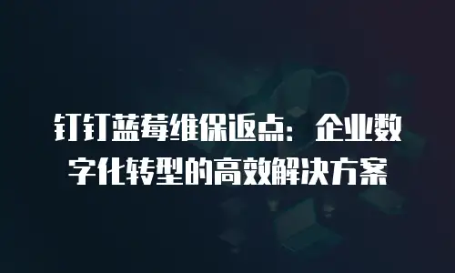 钉钉蓝莓维保返点：企业数字化转型的高效解决方案