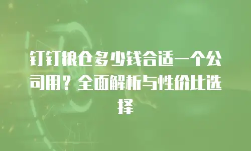 钉钉粮仓多少钱合适一个公司用？全面解析与性价比选择