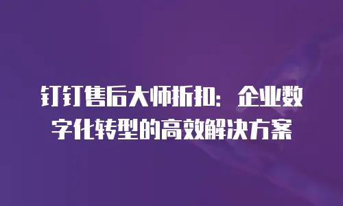钉钉售后大师折扣：企业数字化转型的高效解决方案