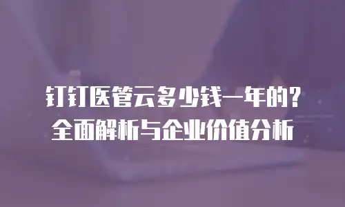 钉钉医管云多少钱一年的？全面解析与企业价值分析