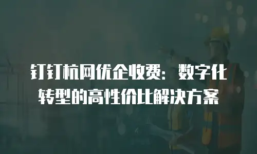 钉钉杭网优企收费：数字化转型的高性价比解决方案