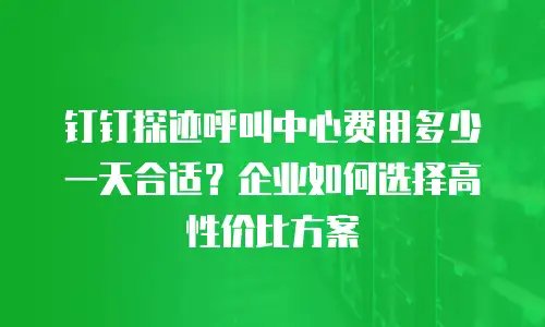 钉钉探迹呼叫中心费用多少一天合适？企业如何选择高性价比方案