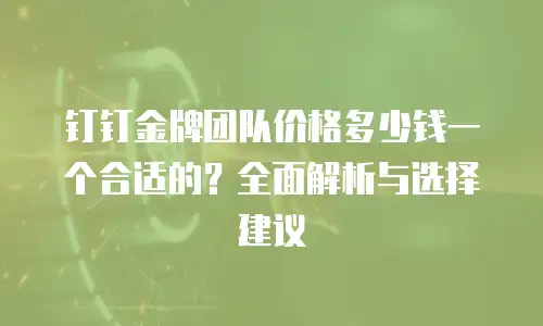 钉钉金牌团队价格多少钱一个合适的？全面解析与选择建议