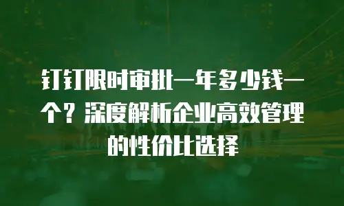 钉钉限时审批一年多少钱一个？深度解析企业高效管理的性价比选择
