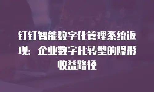 钉钉智能数字化管理系统返现：企业数字化转型的隐形收益路径