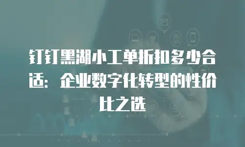 钉钉黑湖小工单折扣多少合适：企业数字化转型的性价比之选